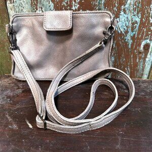 Rock Paper Scissors Gray Leather Small Crossbody Bag